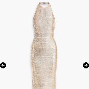 Hervé Léger Women's Foil Halter Bandage Gown, size Small